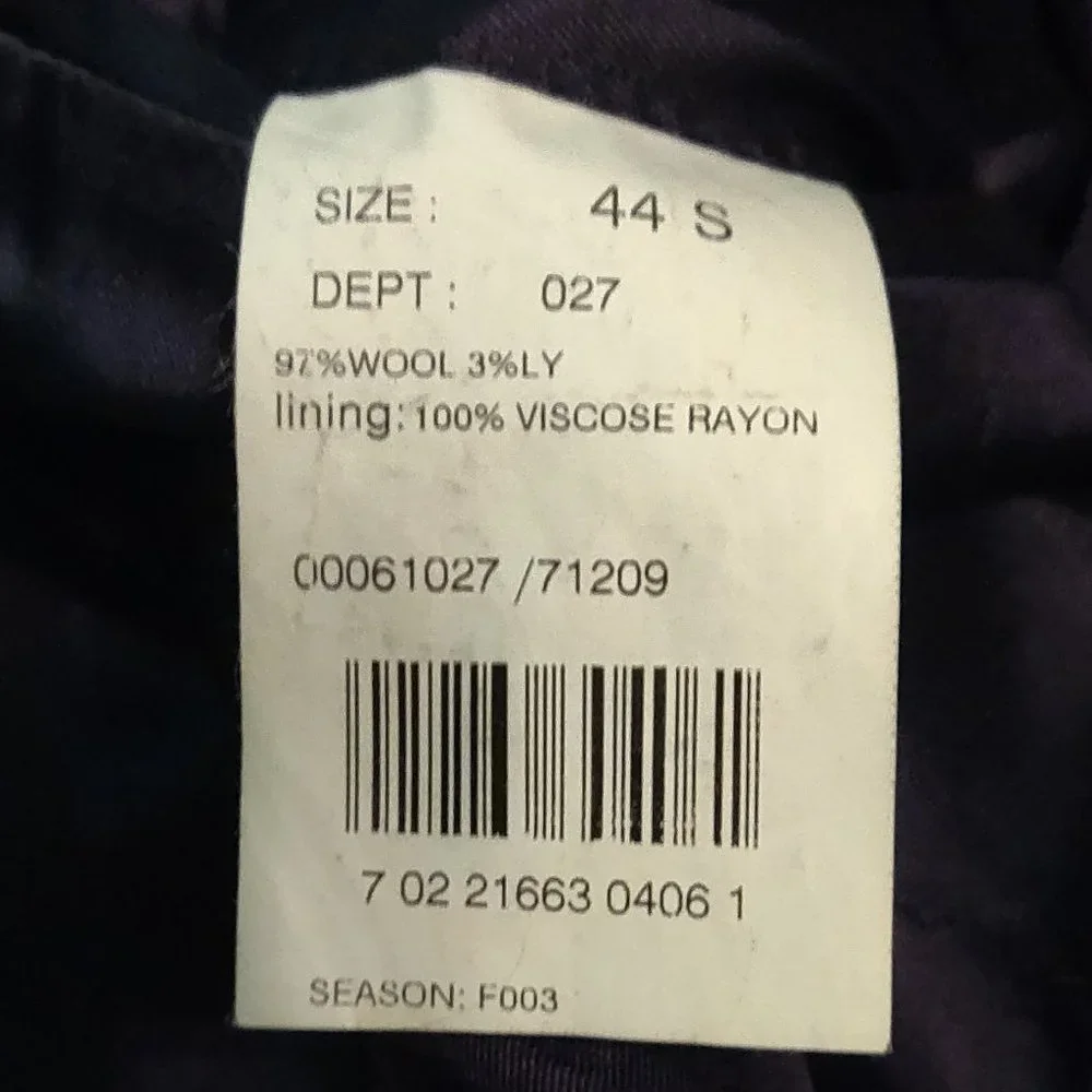 Brooks Brothers 346 Wool Sport Coat Black With Grey Pinstripes SIZE 44S